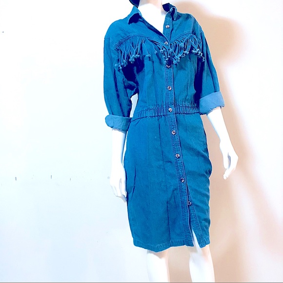VtG Coastal Cowgirl Denim Button Down LongSleeves MIDI Southwestern Beauty๐๐ค - Picture 7 of 16